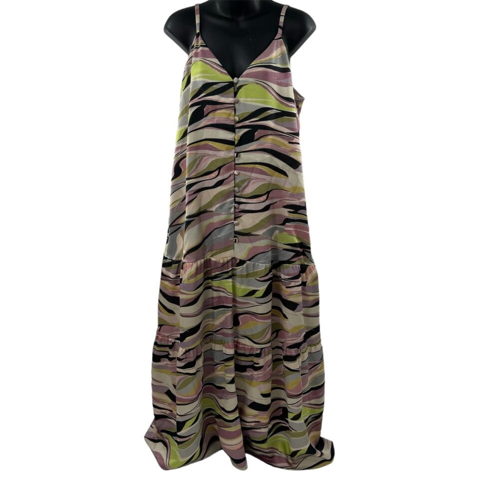 Ted Baker Warren Button Through Cami Women's Tiered Midi Dress Size 3 US Size - Picture 2 of 10